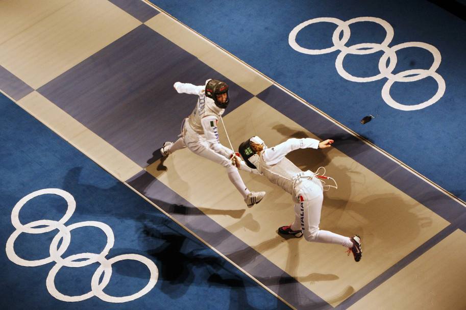 Olimpiade Pechino 2008, semifinale di fioretto femminile tutta italiana, Margherita Granbassi vs Valentina Vezzali (Reuters)